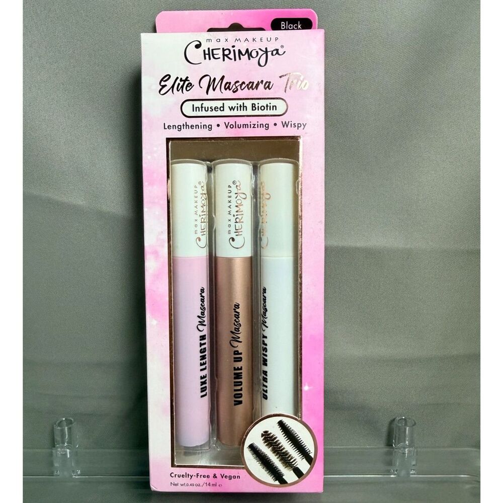 NIB Cherimoya Elite Mascara Trio Infused With Biotin 0.41oz/ 12ml